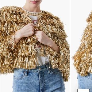 NWT ALICE + OLIVIA GOLD FAWN FRINGE TINSEL JACKET